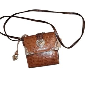 Small Leather Purse 5" x 5" Brown multiple pockets